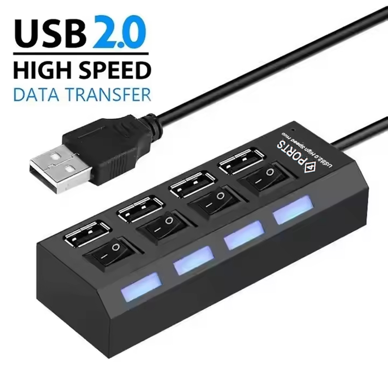 Laptop Accessories Kit - 4-Ports USB 2.0 Hub Extension Splitter